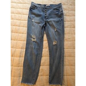 Thread & Others Distressed‎ Light Wash Women Jeans Size 15/32 Button Fly